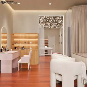 Comptoir de présentation multifonctionnel de haute qualité en acier personnalisé pour salon de manucure avec éclairage LED et étagère murale - Product Image 1