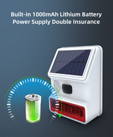 433MHz Baterai Surya Luar Ruangan Tahan Air ABS Sirene Lampu LED Berkedip Kontrol Aplikasi Pintar Tuya Sensor Gerak PIR Dapat Disesuaikan 10M