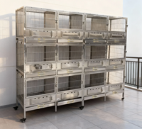 Cage à oiseaux, cage à perroquet, cage en acier inoxydable à trois étages, design simple, facile à nettoyer, emballage en boîte argentée