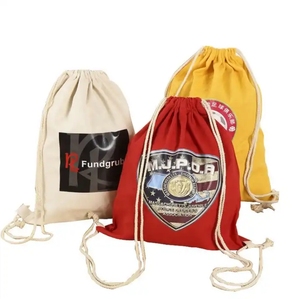 Bolsas personalizadas de algodón con cordón liso, mochila de almacenamiento con cordón para ir de compras o hacer deporte en el gimnasio - Product Image 5