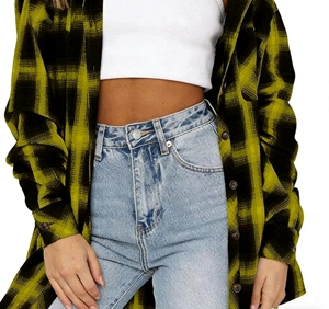 Camisa Larga a Cuadros Transpirable Tejida para Mujer Tallas Grandes, Estilo Cardigan Abierto, Blusa <span class=keywords><strong>de</strong></span> Uso Diario, Tendencia 2026 - Product Image 6