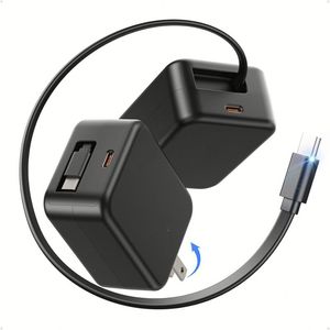 20w Fast Charging Travel <b>Charger</b> Adapter Foldable Us <b>Plug</b> Retractable Wall <b>Charger</b> with Type-<b>c</b> Cable for Mobile Phone - Product Image 1