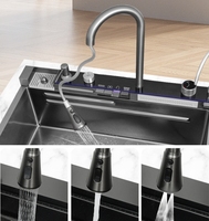 Évier de cuisine intelligent de cascade moderne Évier multifonctionnel de luxe en acier inoxydable OEM