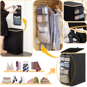 Kuyue giặt <span class=keywords><strong>Hamper</strong></span> với nắp nâng cấp treo cản trở lớn bẩn quần áo giỏ giặt hampers cho phòng ngủ thẩm mỹ - Product Image 4