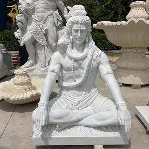 Grande escultura em pedra Índia mármore branco estátua Hindu Deus Shiva Escultura - Product Image 2