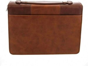 Échantillon gratuit de housse de Bible en similicuir marron, sac de Bible durable avec fermeture éclair - Product Image 3
