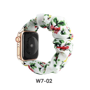 Apple Watch用38/42mm 40/44mm弾性ファブリックバンドブレスレット女性人気フラワープリントシュシュウォッチストラップ - Product Image 4