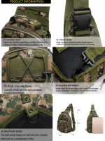 Sac de poitrine tactique personnalisé OEM, pochette tactique, sac bandoulière pour homme, 800D imperméable pour la randonnée