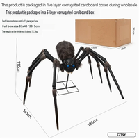 Décoration d'Halloween : Araignée géante lumineuse de 1,85 m à détection électrique, simulation réaliste, mobile, pour une ambiance terrifiante