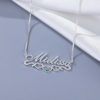 Collier personnalisé avec plaque de nom, pendentif avec nom, zircon, plaqué or 18 carats, acier inoxydable pour femmes et hommes