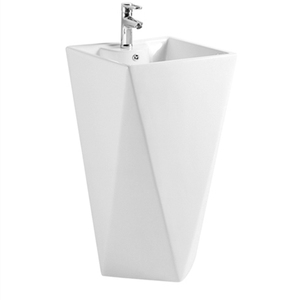 Di alta Qualità In Ceramica Dissipatore di Trasporto in piedi Bacino bagni a forma di diamante di un pezzo piedistallo <span class=keywords><strong>mano</strong></span> <span class=keywords><strong>lavabo</strong></span> - Product Image 1