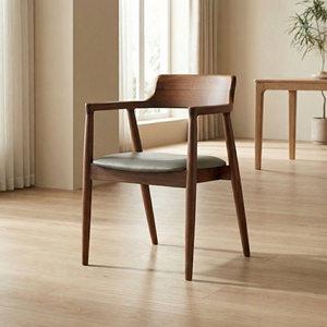 Sedia da Pranzo con Braccioli in Legno Massello di Frassino Stile Moderno, con 1 Anno di Garanzia, per Ristoranti, Caffetterie e Arredamento Domestico - Product Image 1