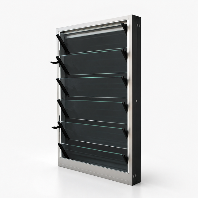 Aluminum Louvre Window Adjustable Horizontal Glass Louver Jalousie Shutter Mosquito Screen Tempered Exterior Hotel Bathroom