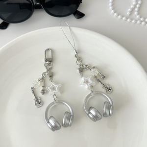 Chaîne de téléphone en perles en forme d'écouteurs de musique style Ins, pendentif personnalisé pour sac à dos, porte-clés note de musique, esthétique créative - Product Image 3
