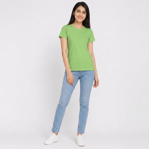 Camisetas de Verano Transpirables para Mujer, Cuello Redondo, Manga Corta, Logotipo Personalizado, 100% Algodón Jersey, Impresión Digital, Venta al Por Mayor - Product Image 3