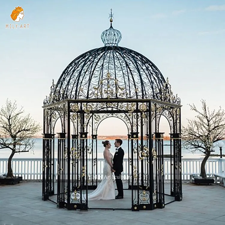 Décorations de mariage de style européen Gazebo de pavillon extérieur en fer forgé