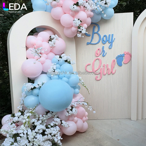LEDA งานแต่งงานและตกแต่งงานอีเว้นท์ ฉากหลังอะคริลิคทรงสี่เหลี่ยมสีขาวสำหรับงานเลี้ยงเด็กสไตล์เรียบง่ายทันสมัย พร้อมลูกโป่งแขวน - Product Image 3