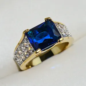 Модные дизайнерские ювелирные кольца KYRA0720 с синим цирконием для женщин