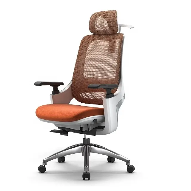 Chaise de bureau ergonomique à dossier en maille, coque en PP, avec accoudoirs réglables en 3D et coussin de siège coulissant