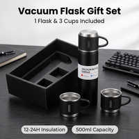 En stock, ensemble de gobelets isothermes en acier inoxydable, coffret cadeau, bouteille d'eau en métal à double paroi isolée sous vide avec 3 couvercles
