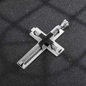 Collar de Acero Inoxidable con Colgante de Cruz para Hombre, Venta al por Mayor, Accesorios de Diseño en Oro y Plata - Product Image 2