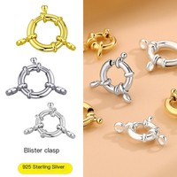 Nouvelle boucle à ressort ronde en argent sterling 925, faite à la main, étanche, en acier inoxydable, pour la fabrication de colliers et bracelets DIY
