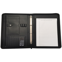 Padfolio en cuir PU A4 ModernQiu avec reliure à 4 anneaux logo personnalisé entreprise portefeuille à glissière produits de classement de documents
