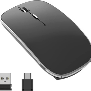 Ratón inalámbrico ergonómico con receptor USB tipo C de modo dual electrochapado OEM, ratón de PC silencioso recargable para ordenador portátil MacBook - Product Image 1