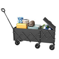 Chariot de Vente Portable avec Auvent et Table Pliante, Chariot à 4 Roues Pliable pour la Vente de Nourriture et les Pique-niques
