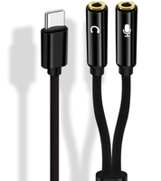 Câble répartiteur audio USB-C vers double prise jack 3,5 mm femelle 2-en-1 pour partage de son, compatible téléphones et tablettes Type-C