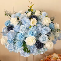 C-603 Vente en gros Magnifiques boules de fleurs en soie réalistes de 60 cm, roses et bleues, boules de fleurs de roses bleues pour centres de table