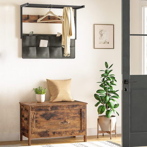 <span class=keywords><strong>Coffre</strong></span> à jouets rétro en bois avec charnière de sécurité-Banc de rangement de 29.9x15.7x18.9 pouces supportant 220 lb/100 kg, organisateur brun rustique - Product Image 5