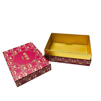 Boîte Cadeau de Luxe Personnalisée pour Pâtisseries au Jaune d'Œuf Salé, Boîte Rigide avec Couvercle et Base pour Gâteaux de Lune, Emballage Cadeau de Pâtisseries Festives à 4 Compartiments