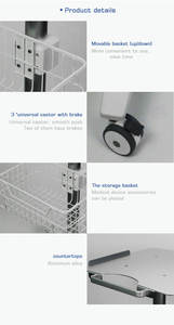 Prezzo di fabbrica regolabile in altezza defibrillatore ECG macchina Trolley medico ospedale - Product Image 5