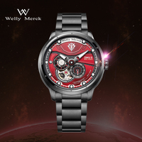 Montre mécanique automatique de sport de luxe pour hommes, boîtier en acier inoxydable, étanche, bouton poussoir, fermoir caché