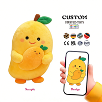 La nouvelle peluche tendance en forme de mangue jaune, fabriquée sur mesure, est réalisée avec un artisanat brodé et un tissu doux, une poupée en peluche personnalisée