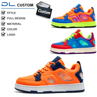 Zapatillas de Skate Unisex Transparentes con Bloques de Color, Neón Multitono, Suela Plana de Goma, Transpirables, Ligeras y Personalizables