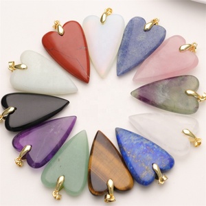 25*48 \ 20*38mm ciondolo cuore grande arcobaleno Fluorite occhio di tigre Lapis cristallo pietra naturale ciondolo cuore - Product Image 6