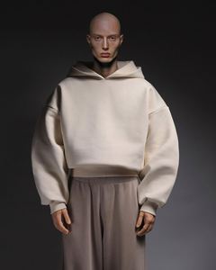 Yingling Plain Thick 500/400gsm Boxy Sudadera con capucha en blanco para hombre de algodón de gran tamaño Fleece Sudadera con capucha personalizada Heavyweight Cropped Hoodie - Product Image 1