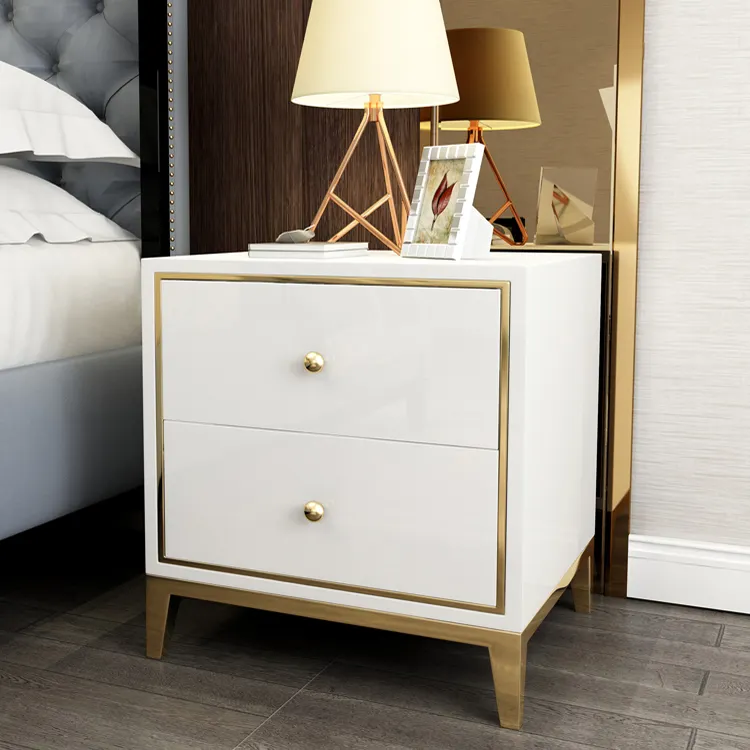 next to beds luxury stainless steel hotel solid wood nightstands side table modern with drawers
