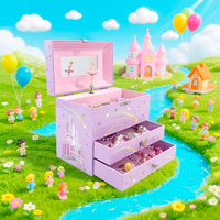 Caja Musical de Madera con Manivela, Diseño Personalizado con Temática de Princesa, Duradera, para Niños, con Figura de Bailarina Giratoria, MDF Ecológico, Recuerdo Musical