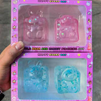 Balle sensorielle souple à presser, à remontée lente, en forme de lapin ou d'ours, remplie de vaseline pétrolière, avec paillettes transparentes en forme de cube, pour le jeu sur le bureau