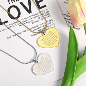 Bijoux sans ternissement gravure philosophie <span class=keywords><strong>mots</strong></span> coeur pendentif mode pendentif collier bijoux <span class=keywords><strong>en</strong></span> acier inoxydable - Product Image 2