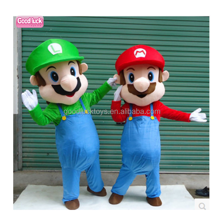 Costos de fábrica divertido y barato disfraz de la mascota de mario y luigi