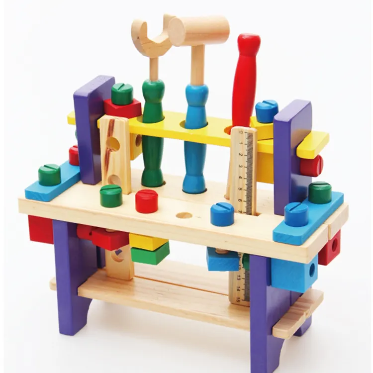 2022 Kids Learning Toys Early Sensory Educational Wooden Toys Workbench DIY Construction bench