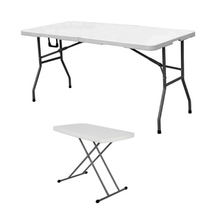 Wholesale Cheap Price Sale Outdoor Garden Stackable Restaurant Dining White Plastic HDPE Folding Tables And Chairs For Party