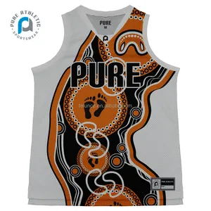 PURE Indigenous Design Custom Basketball Jersey Singlets High Quality Sublimation Printed Men Sports Gym Shirt Basketball Wear