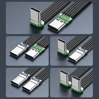 Cable USB-C a USB-C de 90 grados, de 5-200 cm °   Cable Adaptador en Ángulo para Banco de Energía, Cable de Carga Flexible PD, Cable USB C Plano de Silicona, 2A 480Mbps