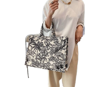 Jianghu Online Women's <b>Tote</b> Bag Custom Designers Fashion Jacquard Flowers Hook Loop Closure Large Capacity <b>Nylon</b> Lining Handbag - Product Image 6