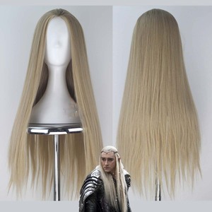 Hombres Halloween Hada Rey <span class=keywords><strong>Thranduil</strong></span> Cosplay Peluca de pelo rubio largo y recto - Product Image 1